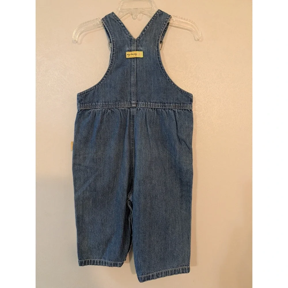 Vintage Carters Kids Denim Sunflower‎ Overalls Medium Wash Blue 12-18M